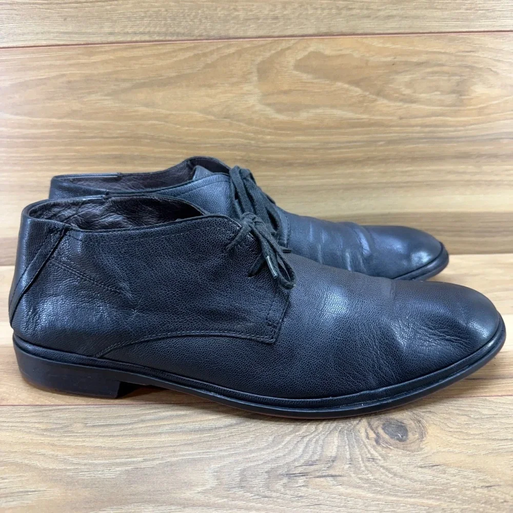 John Varvatos Black Leather Chukka Boot Mens 12 M Soft Lace Up Business Casual